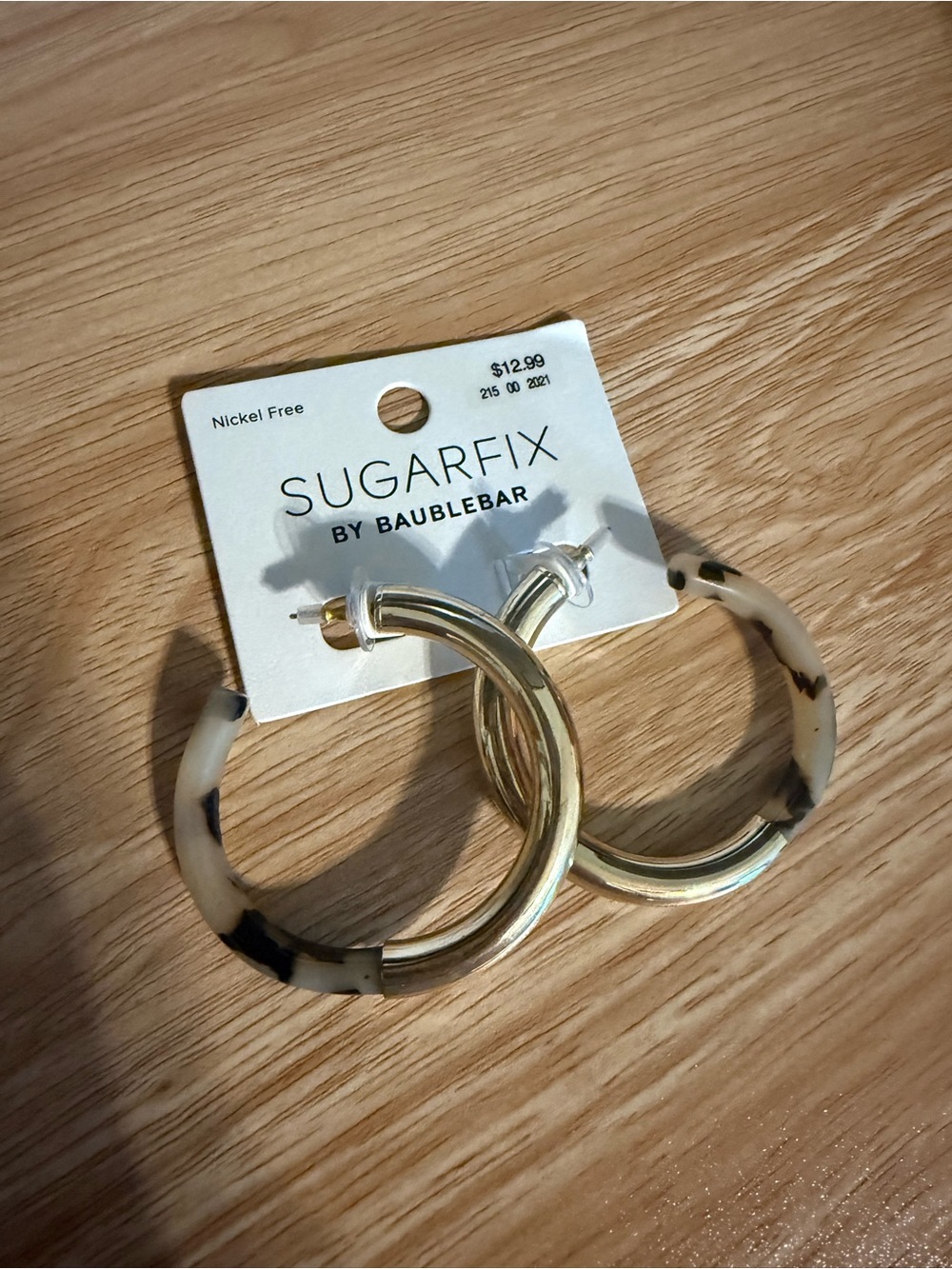 Sugarfix by BaubleBar Cream Tortoise and Gold Hoop Earrings